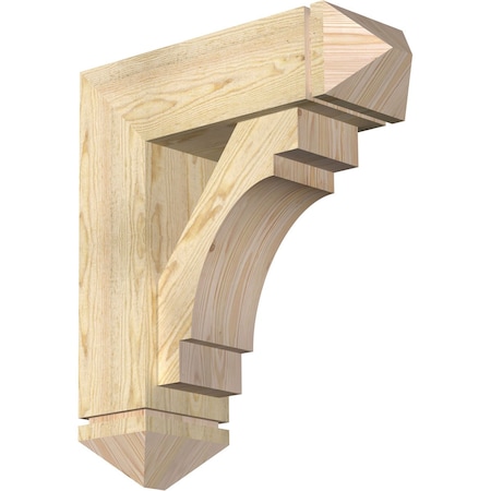 Merced Arts And Crafts Rough Sawn Bracket W/ Offset Brace, Douglas Fir, 8W X 24D X 28H